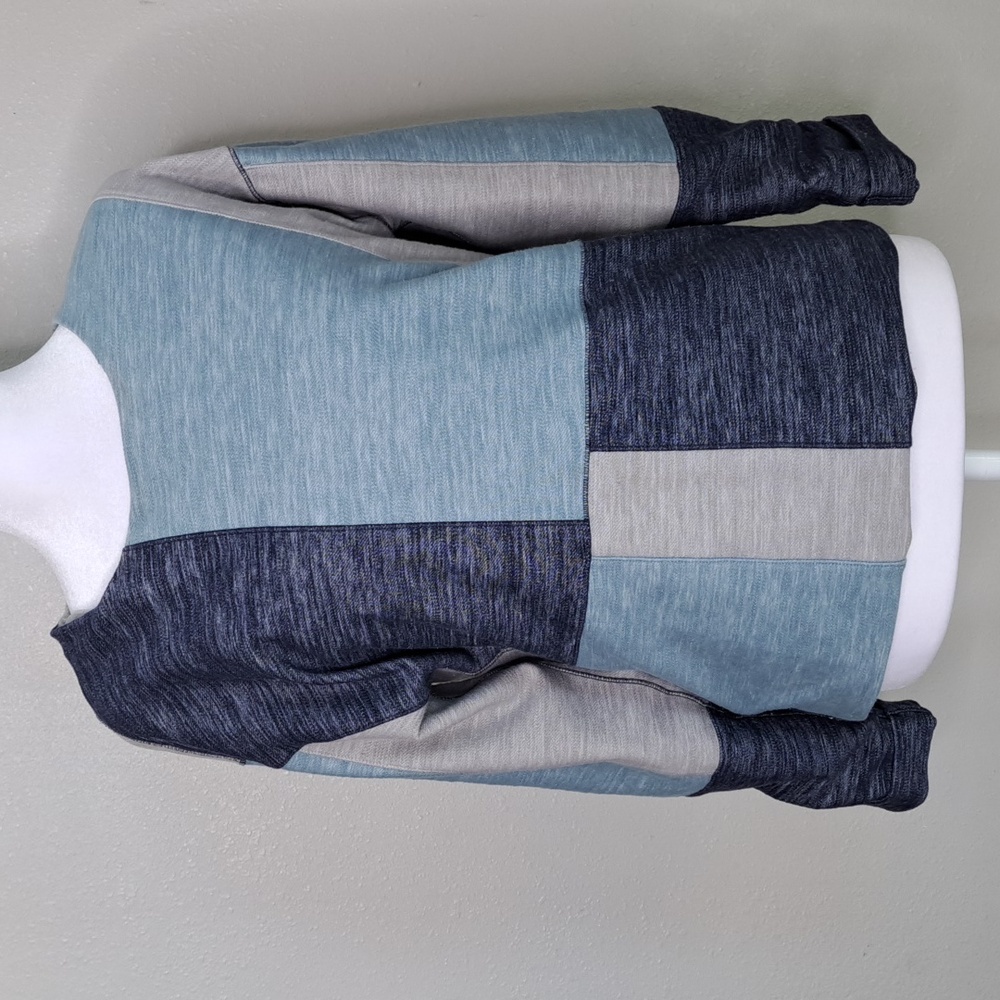 Jigsaw Sweatshirt Top Blue Colorblock Lined Long Sleeve Sz Small